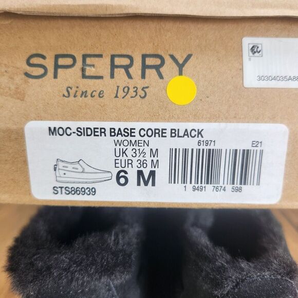 Sperry Moc-Sider Base Core Black Womens Sz 6 M Suede Casual Slip On Loafer Shoes - Picture 11 of 11